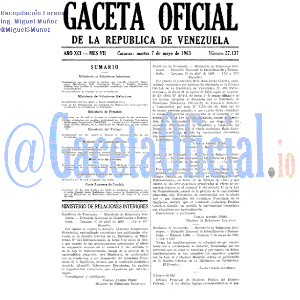 Gaceta Oficial 27137 del 7 Mayo 1963