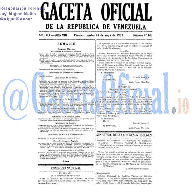 Gaceta Oficial 27143 del 14 Mayo 1963
