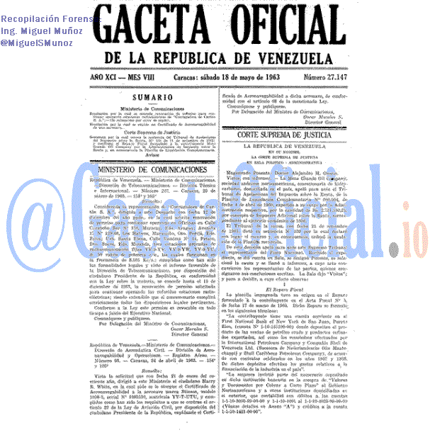 Gaceta Oficial 27147 del 18 Mayo 1963