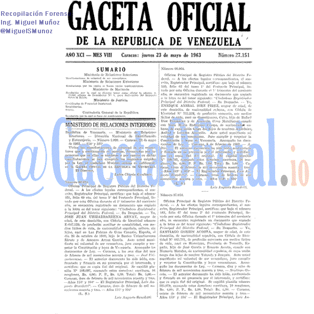 Gaceta Oficial 27151 del 23 Mayo 1963