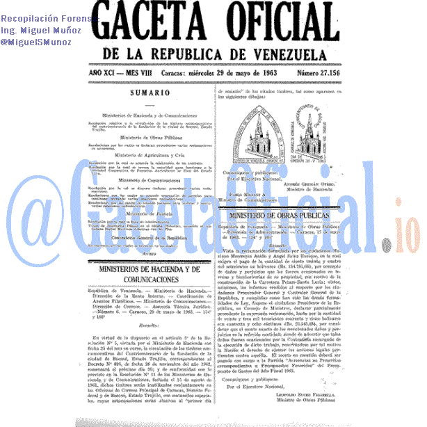 Gaceta Oficial 27156 del 29 Mayo 1963