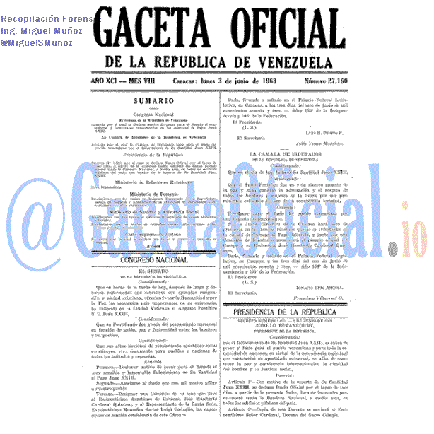 Gaceta Oficial 27160 del 3 Junio 1963