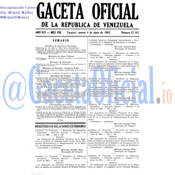 Gaceta Oficial 27161 del 4 Junio 1963