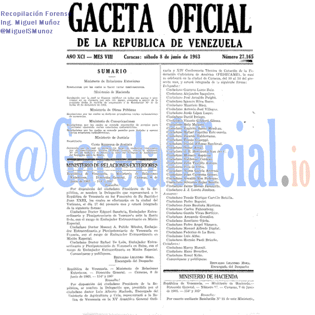 Gaceta Oficial 27165 del 8 Junio 1963