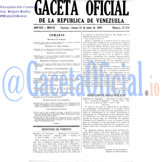 Gaceta Oficial 27176 del 21 Junio 1963