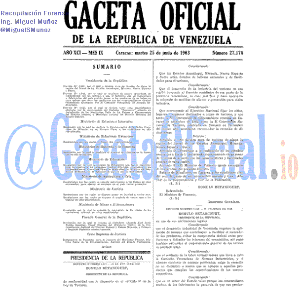 Gaceta Oficial 27178 del 25 Junio 1963