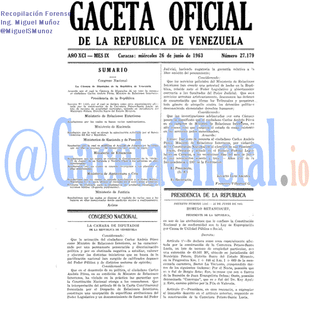 Gaceta Oficial 27179 del 26 Junio 1963