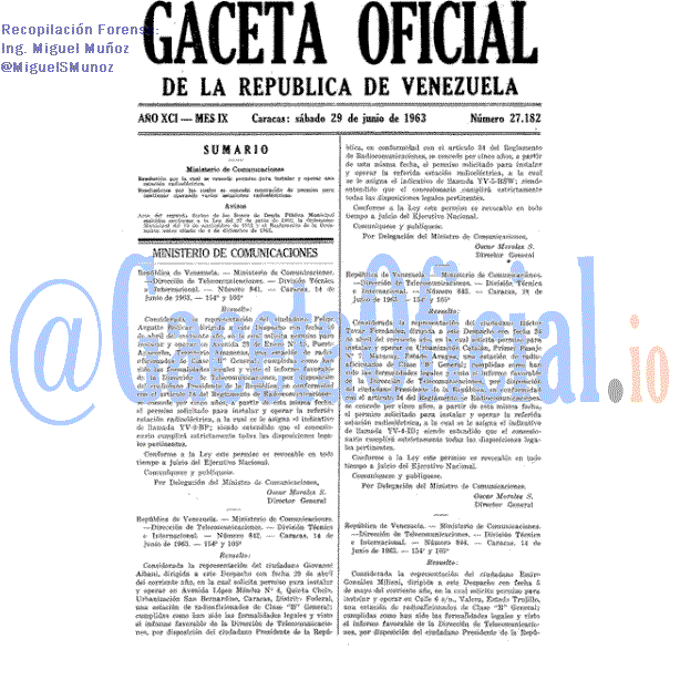 Gaceta Oficial 27182 del 29 Junio 1963