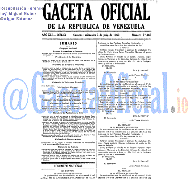 Gaceta Oficial 27185 del 3 Julio 1963