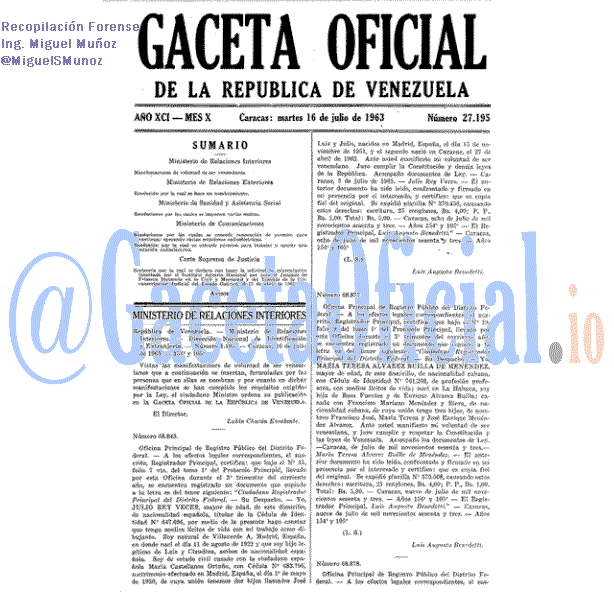 Gaceta Oficial 27195 del 16 Julio 1963