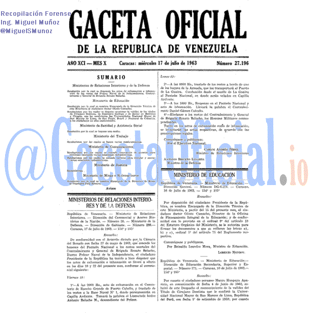 Gaceta Oficial 27196 del 17 Julio 1963