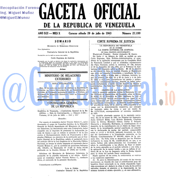 Gaceta Oficial 27199 del 20 Julio 1963