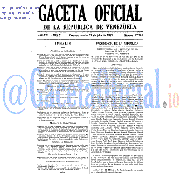 Gaceta Oficial 27201 del 23 Julio 1963