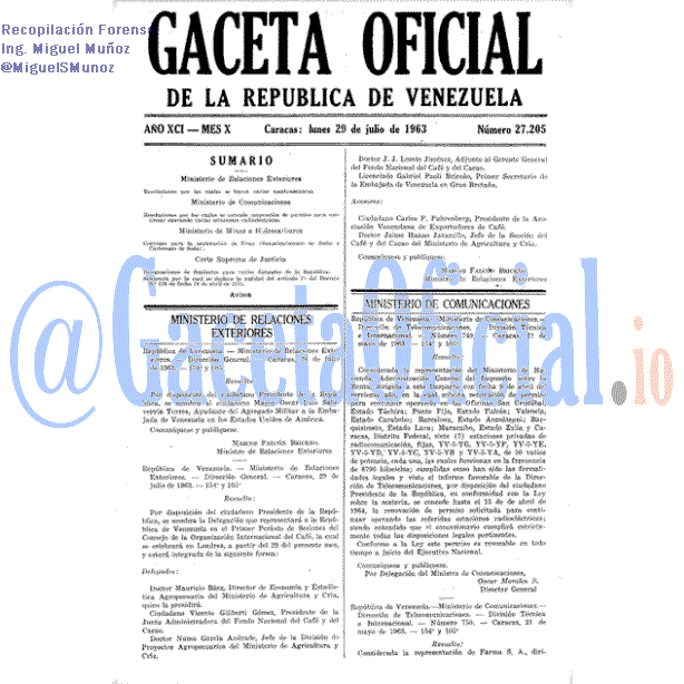Gaceta Oficial 27205 del 29 Julio 1963