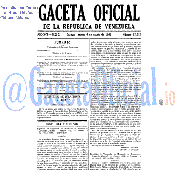 Gaceta Oficial 27212 del 6 Agosto 1963