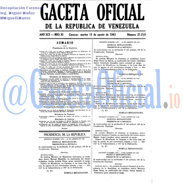 Gaceta Oficial 27218 del 13 Agosto 1963
