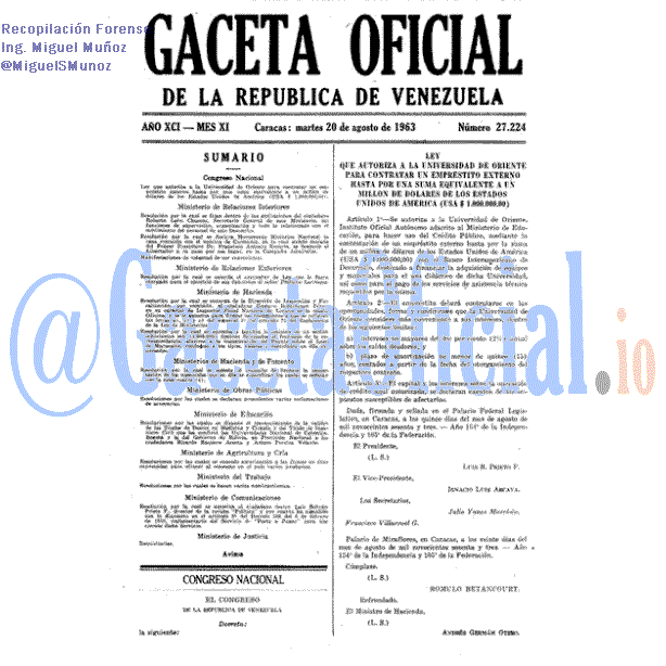 Gaceta Oficial 27224 del 20 Agosto 1963