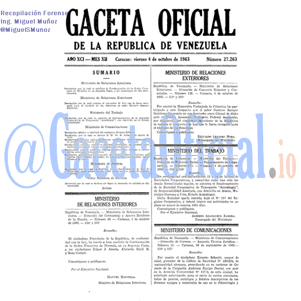 Gaceta Oficial 27263 del 4 Octubre 1963