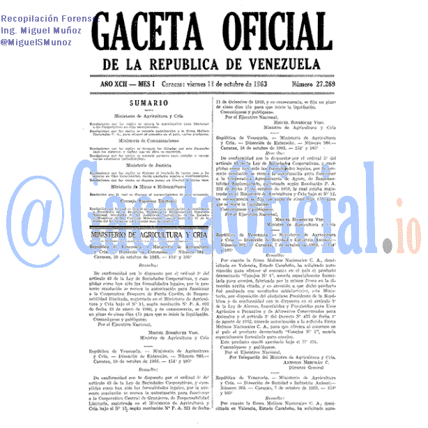 Gaceta Oficial 27269 del 11 Octubre 1963