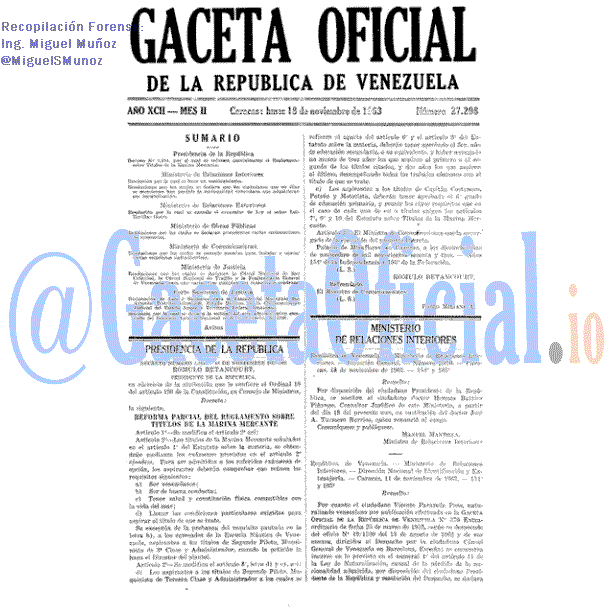 Gaceta Oficial 27298 del 18 Noviembre 1963