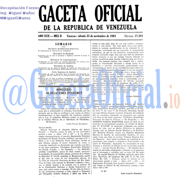 Gaceta Oficial 27303 del 23 Noviembre 1963