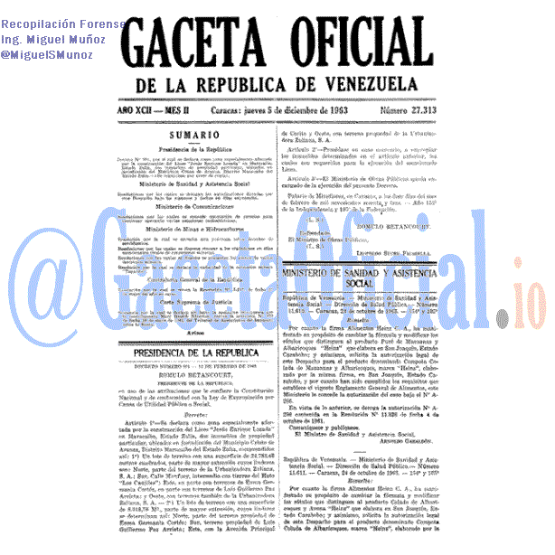 Gaceta Oficial 27313 del 5 Diciembre 1963