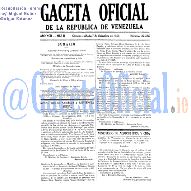 Gaceta Oficial 27315 del 7 Diciembre 1963
