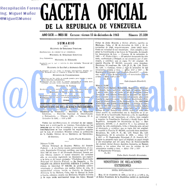 Gaceta Oficial 27320 del 13 Diciembre 1963