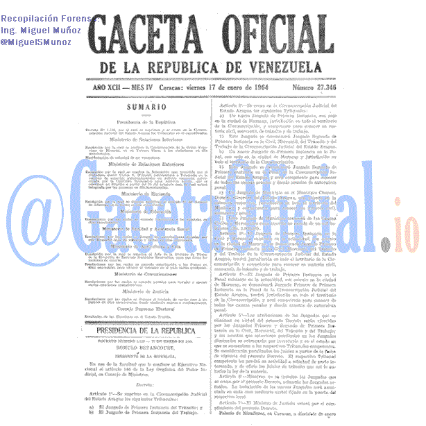 Gaceta Oficial 27346 del 17 Enero 1964