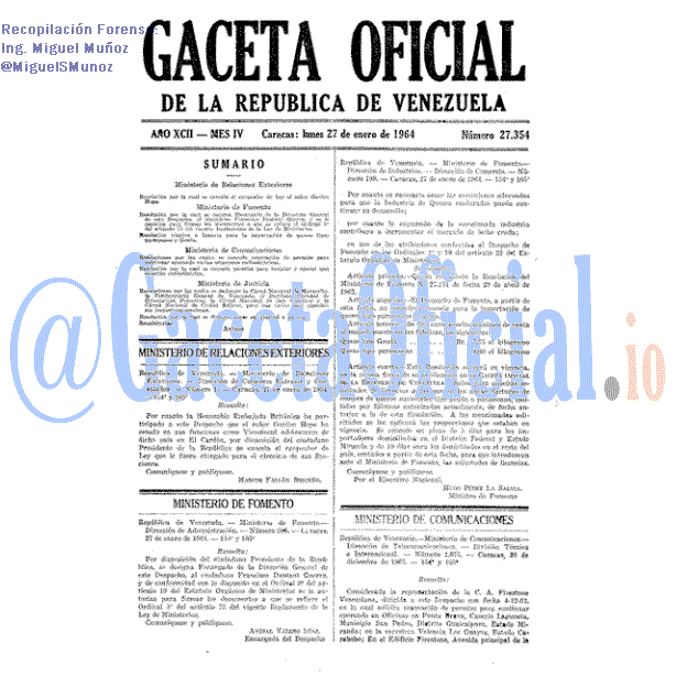 Gaceta Oficial 27354 del 27 Enero 1964
