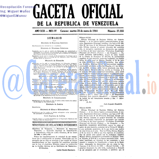 Gaceta Oficial 27355 del 28 Enero 1964