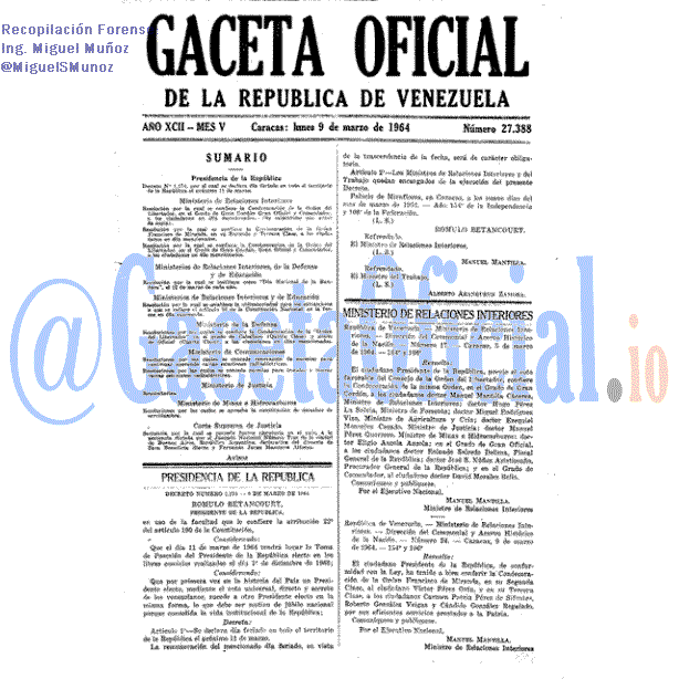 Gaceta Oficial 27388 del 9 Marzo 1964