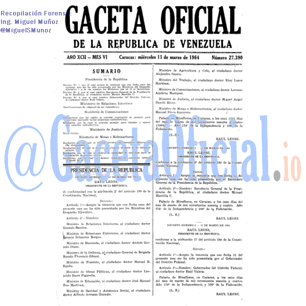 Gaceta Oficial 27390 del 11 Marzo 1964