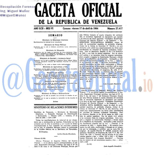Gaceta Oficial 27417 del 17 Abril 1964