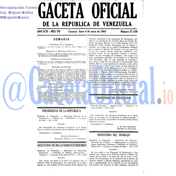 Gaceta Oficial 27430 del 4 Mayo 1964