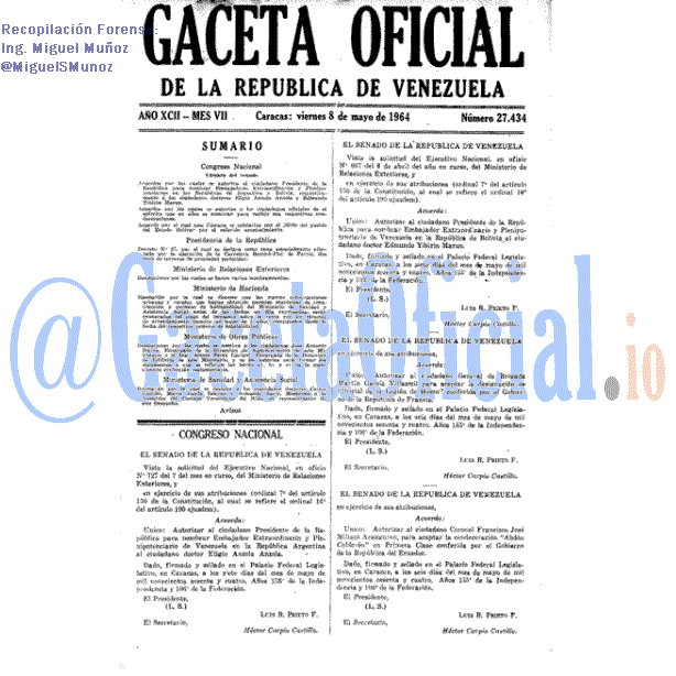 Gaceta Oficial 27434 del 8 Mayo 1964