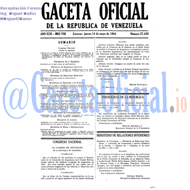 Gaceta Oficial 27439 del 14 Mayo 1964