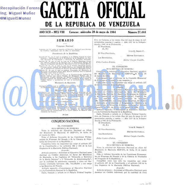 Gaceta Oficial 27444 del 20 Mayo 1964
