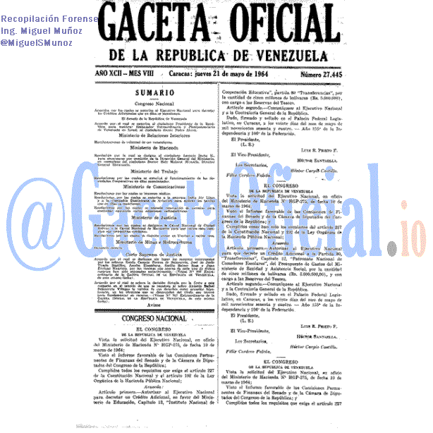 Gaceta Oficial 27445 del 21 Mayo 1964