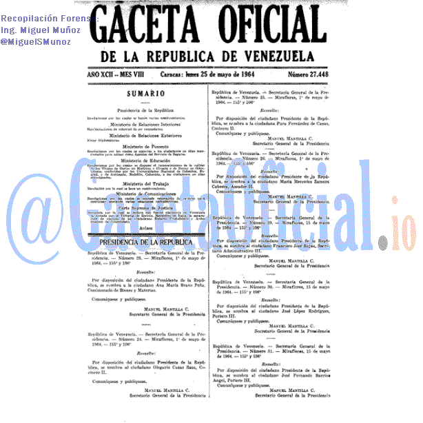 Gaceta Oficial 27448 del 25 Mayo 1964