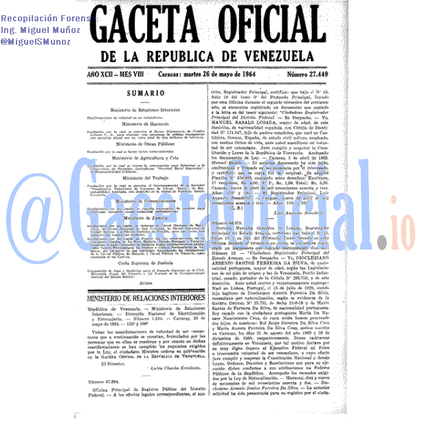 Gaceta Oficial 27449 del 26 Mayo 1964
