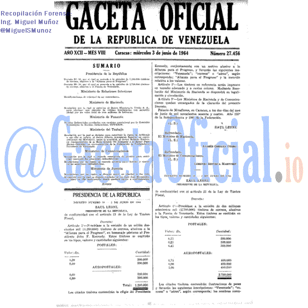 Gaceta Oficial 27456 del 3 Junio 1964