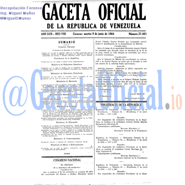 Gaceta Oficial 27461 del 9 Junio 1964