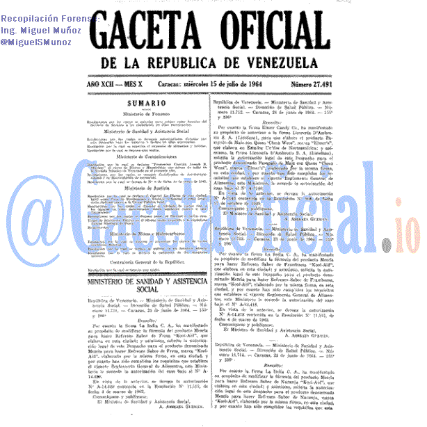 Gaceta Oficial 27491 del 15 Julio 1964