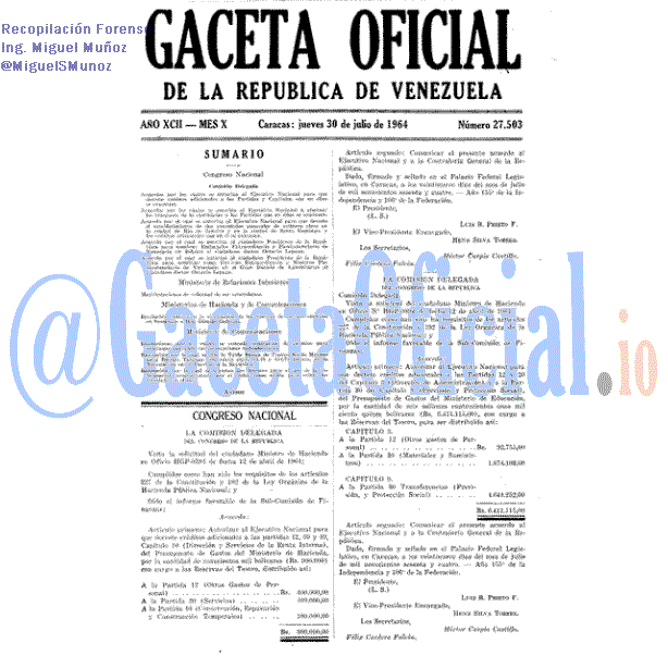 Gaceta Oficial 27503 del 30 Julio 1964