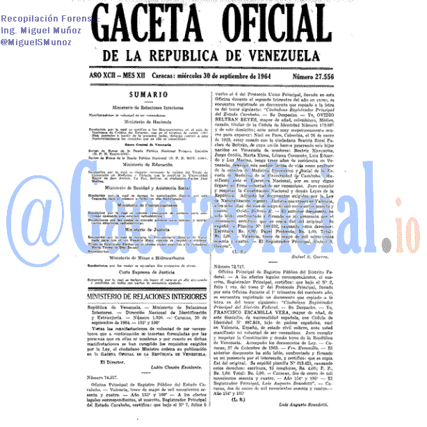 Gaceta Oficial 27556 del 30 Septiembre 1964