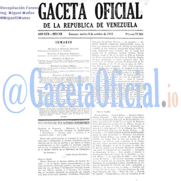 Gaceta Oficial 27561 del 6 Octubre 1964