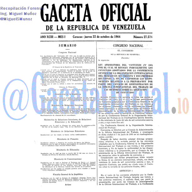Gaceta Oficial 27574 del 22 Octubre 1964