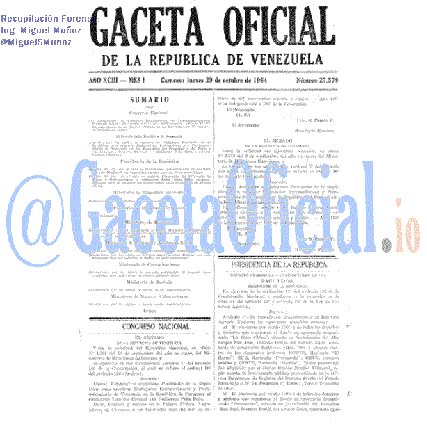 Gaceta Oficial 27579 del 29 Octubre 1964