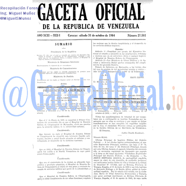 Gaceta Oficial 27581 del 31 Octubre 1964